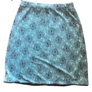 Teal and black floral midi skirt